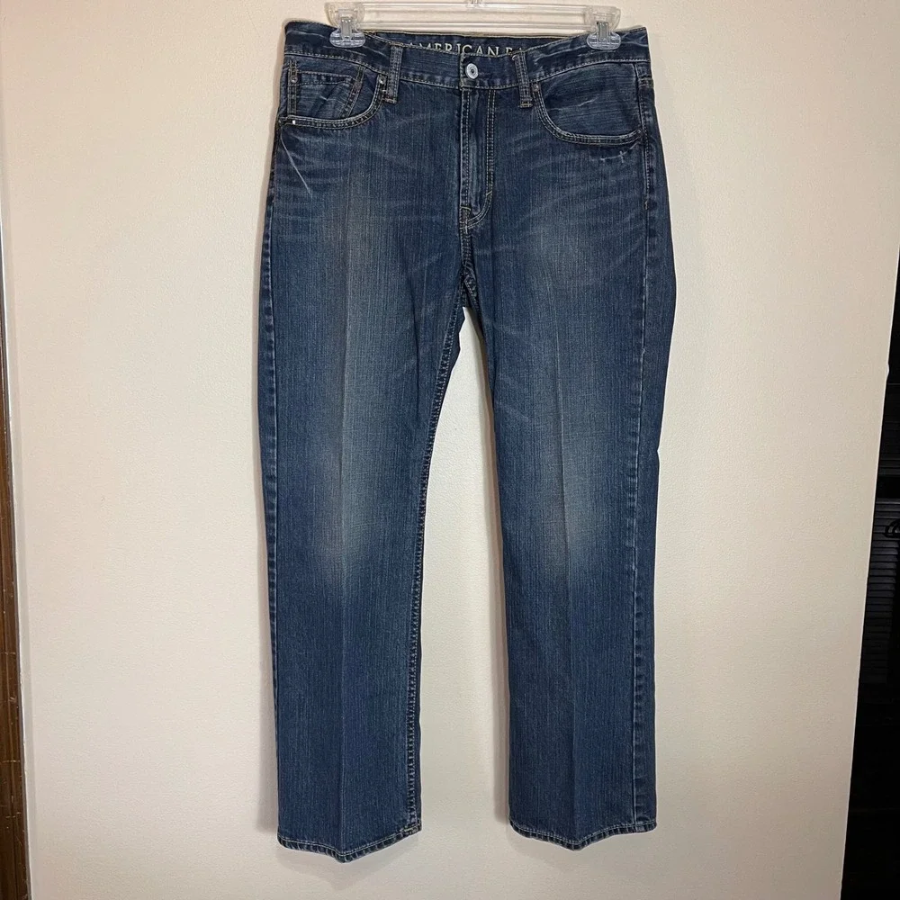 American Eagle Low Rise Boot Jeans Mens 34x30 Dark Wash Blue Cotton Denim